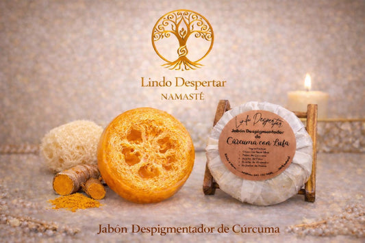 Jabón Despigmentador de Cúrcuma con lufa