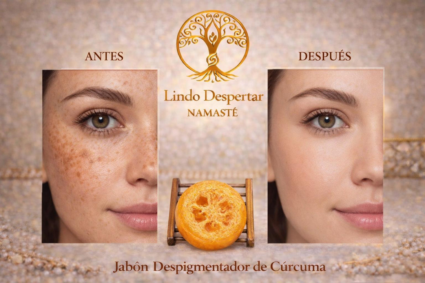 Jabón Despigmentador de Cúrcuma con lufa